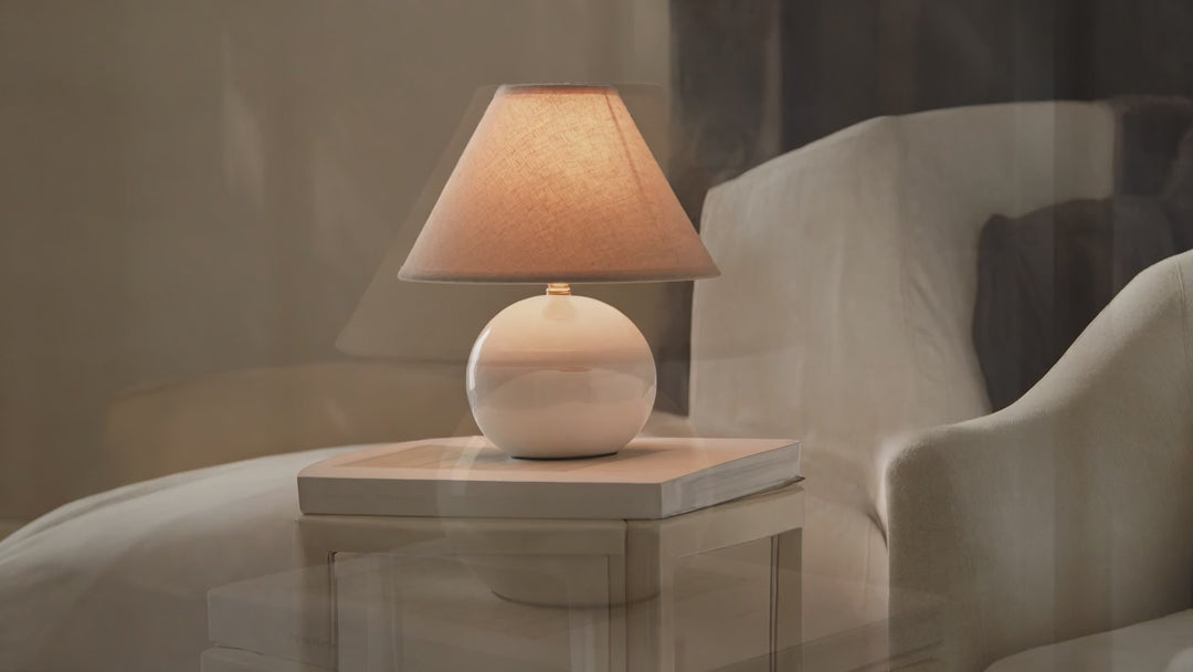 Lulu Mini Ceramic Table Lamp with Linen Shade