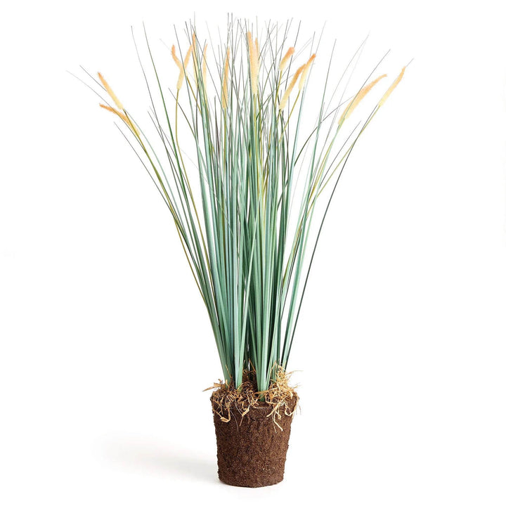 Tall faux field grass drop-in with realistic green blades and golden tips, standing 35 inches high, ideal for home decor – Modern Organic.

