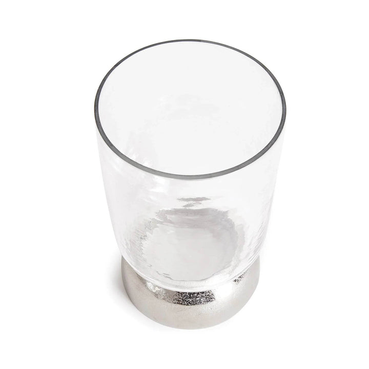 Top-down view of clear glass hurricane with wide opening and thick glass walls – Transitional Modern

