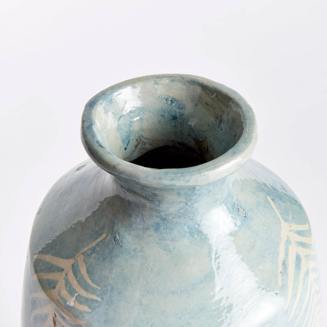 Close-up of vase rim showing matte glaze and natural textural variation