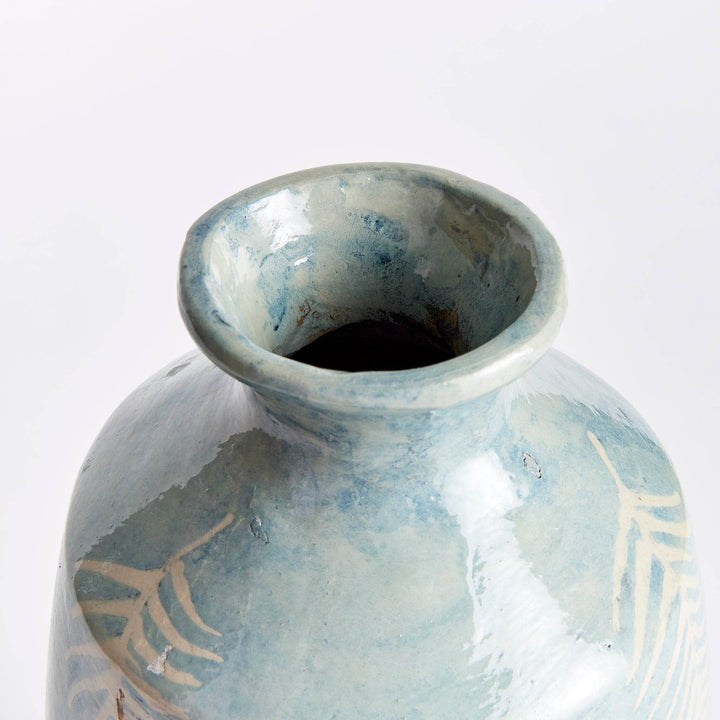 Close-up of vase rim showing matte glaze and natural textural variation