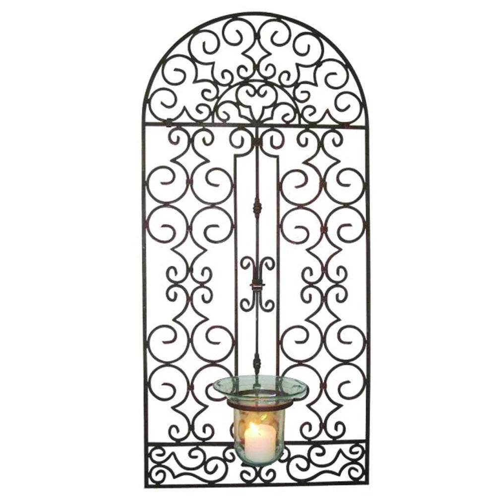 Hurricane Candle Holder Garden Gate Wall Decor