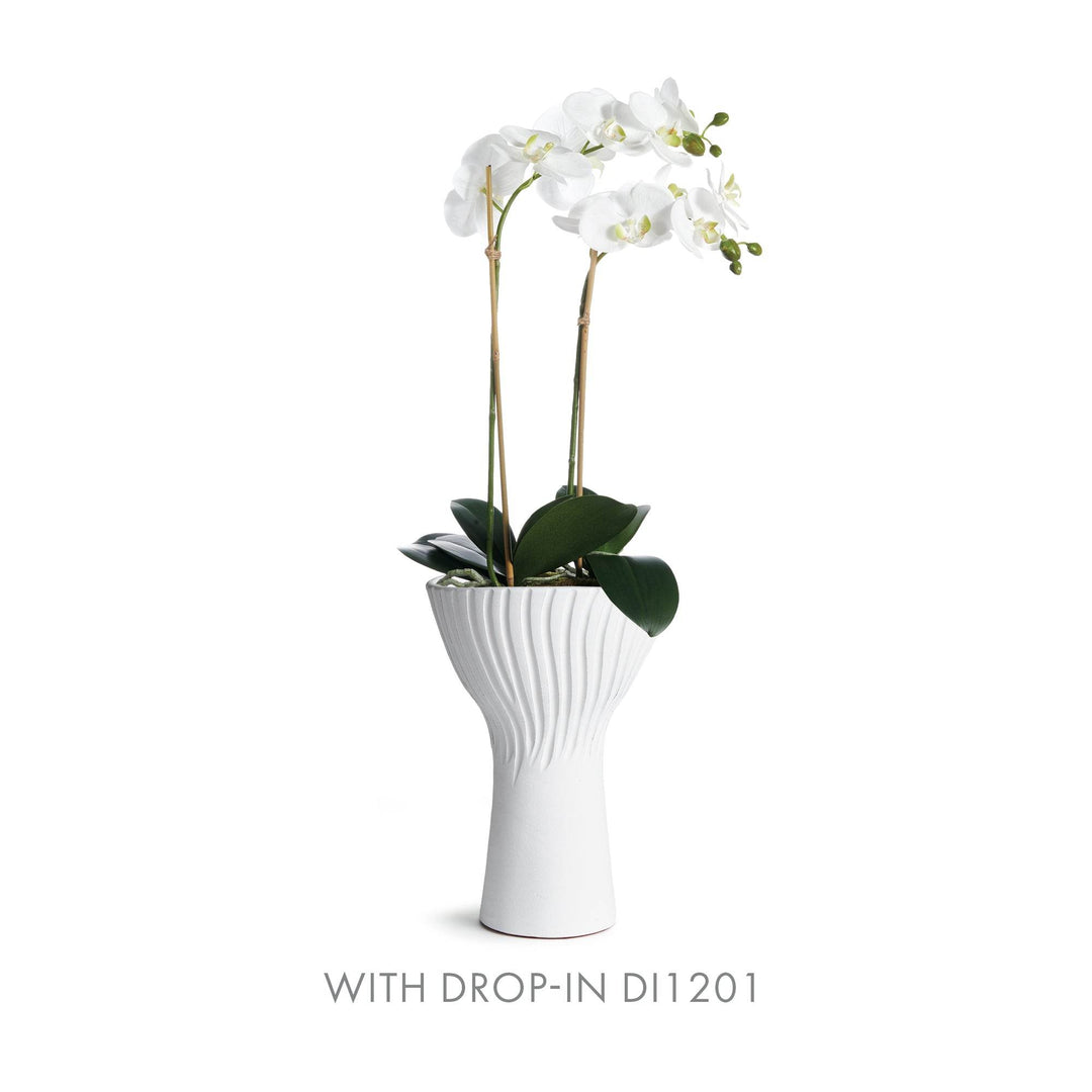 Matte white ceramic vase 14 inch styled with orchid drop-in DI1201

