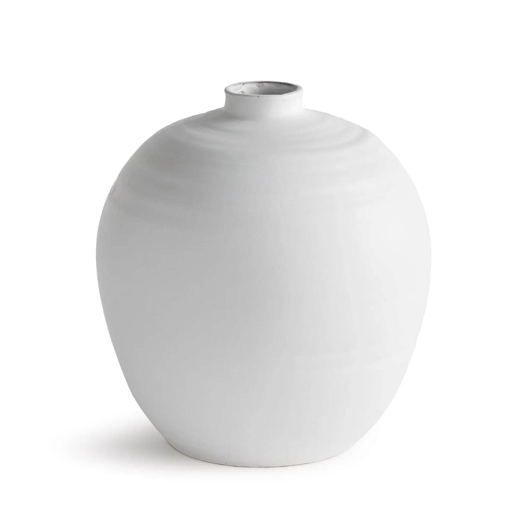 Close-up of handcrafted terracotta vase rim with matte white glaze and visible ribbed texture for detail clarity – Modern Organic