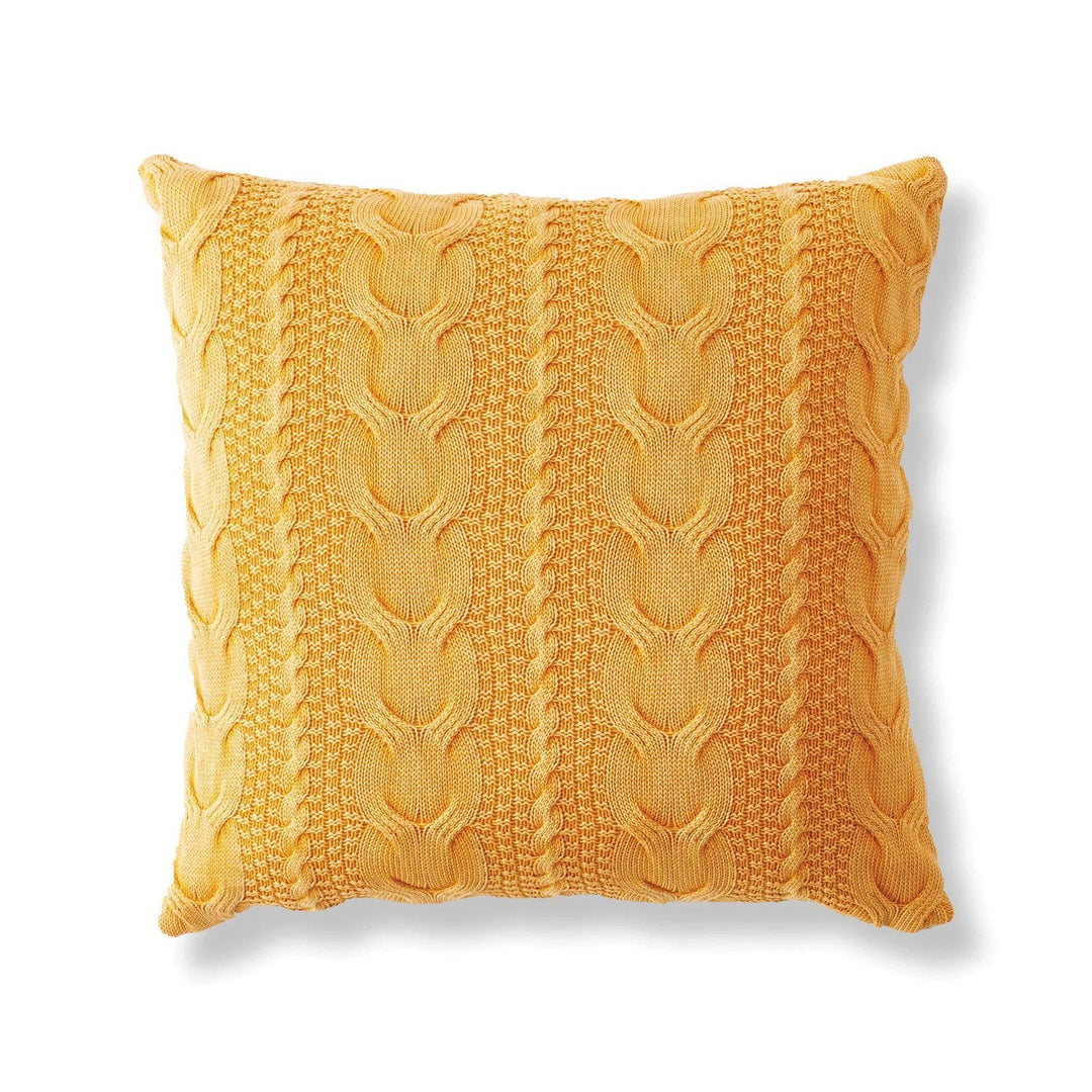 Yellow knit cotton euro pillow with soft texture and included insert, 26 inch square size for sofa or bed – Modern Farmhouse.

