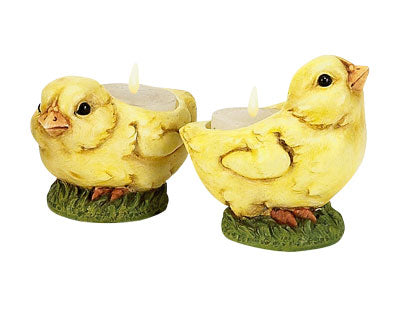 Classic Easter Chick Tea Light Holders, 2 Sets