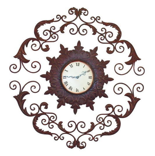 Large Wall Clock in Rustic Brown