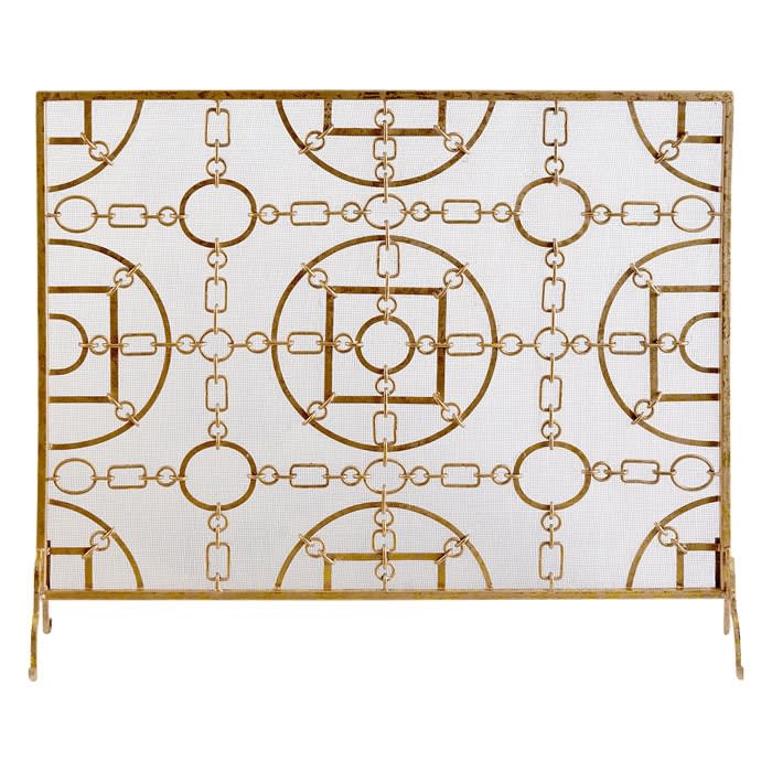 Single Panel Fireplace Screen in Italian Gold