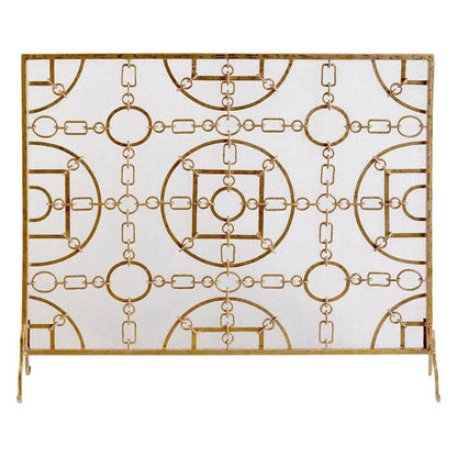 Single Panel Fireplace Screen in Italian Gold