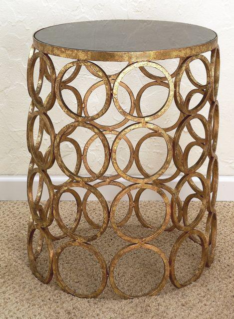 Side Table in Italian Gold Iron with Granite Top