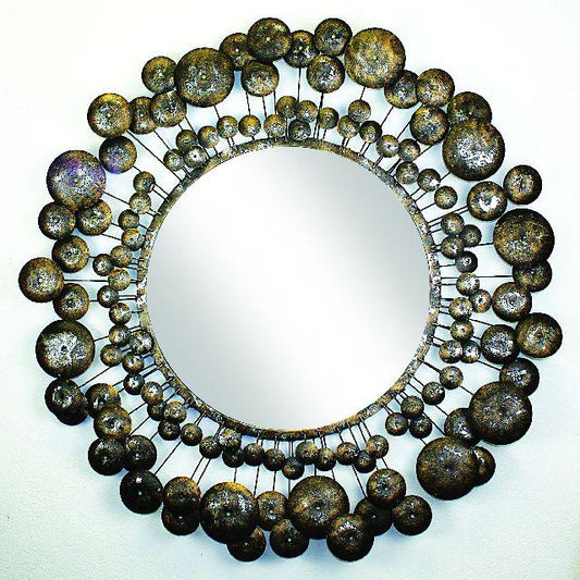 Retro Round Mirror with Gold and Silver Leaf Finish